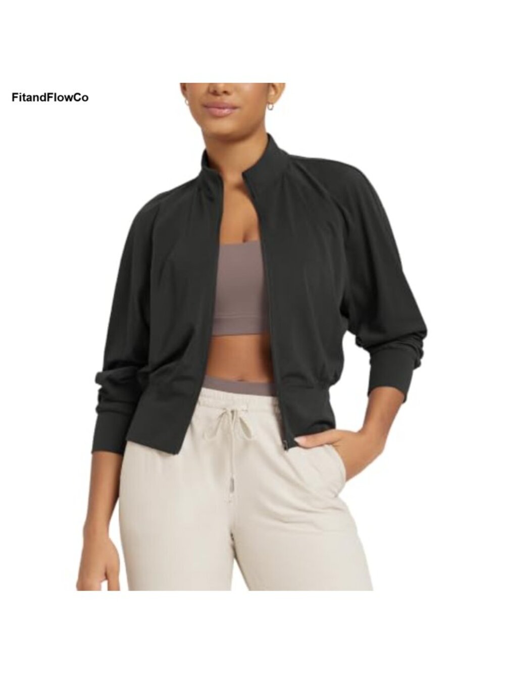 Full Zip Workout Jacket Long Sleeve Lightweight Athletic Yoga Top